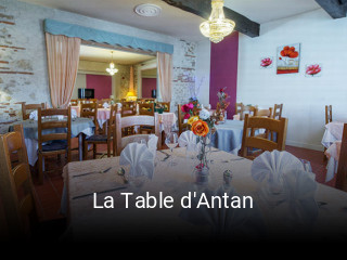 La Table d'Antan heures d'ouverture