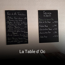 La Table d' Oc heures d'affaires