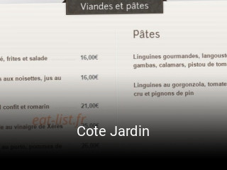 Cote Jardin heures d'ouverture