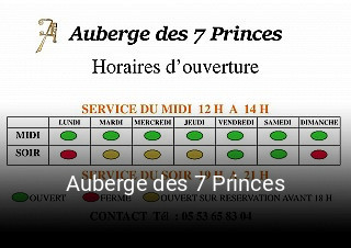 Auberge des 7 Princes plan d'ouverture