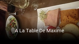 A La Table De Maxime heures d'ouverture