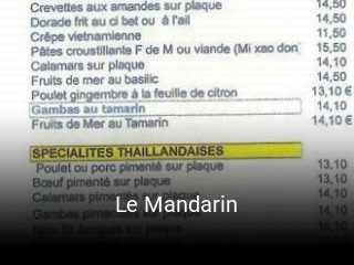 Le Mandarin heures d'ouverture