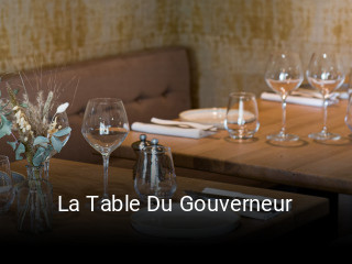 La Table Du Gouverneur heures d'ouverture