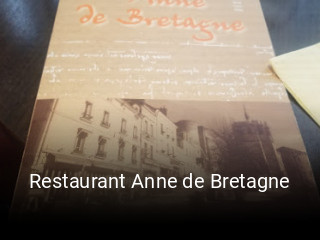 Restaurant Anne de Bretagne plan d'ouverture