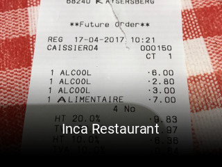 Inca Restaurant plan d'ouverture