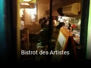 Bistrot des Artistes heures d'ouverture