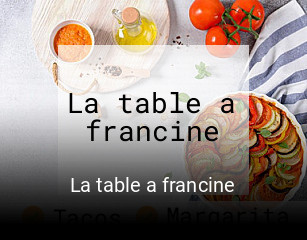 La table a francine heures d'ouverture