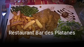 Restaurant Bar des Platanes plan d'ouverture