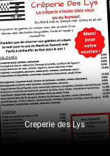 Creperie des Lys heures d'affaires