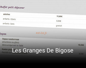 Les Granges De Bigose heures d'ouverture